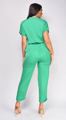 Darya Button Up Jumpsuit - Green