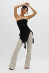 After Party Ruffle Trim Top Black