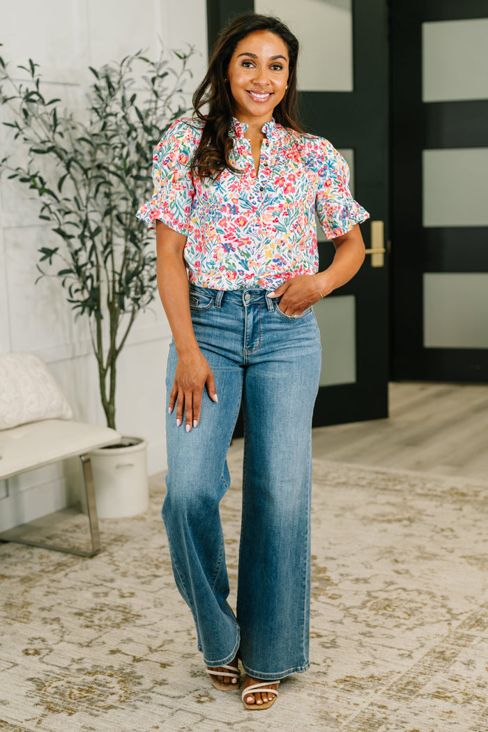 It's Been a Day Split Neck Blouse – alternate view 3