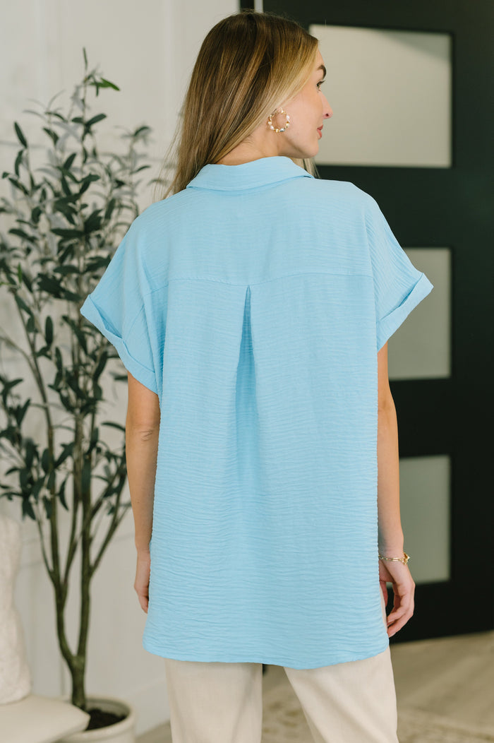 Keep Up Collared Button Down in Sky Blue – alternate view 5