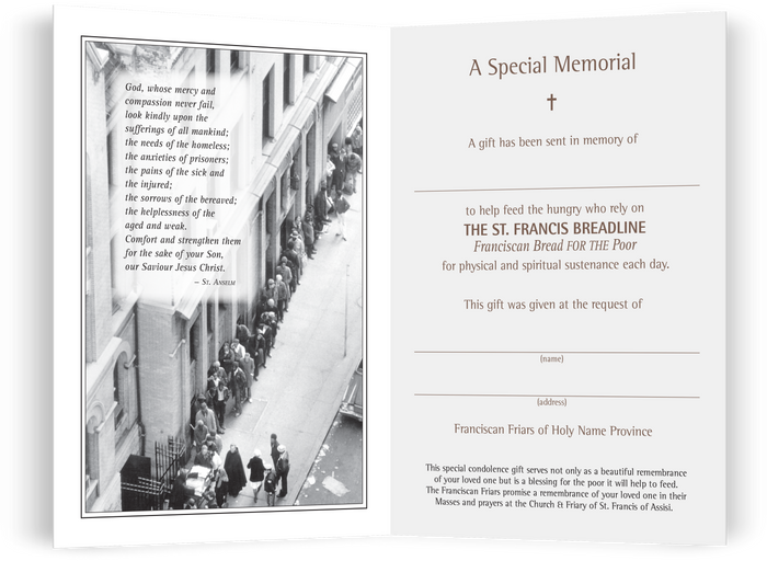 St. Francis Breadline:<br> Deceased Card