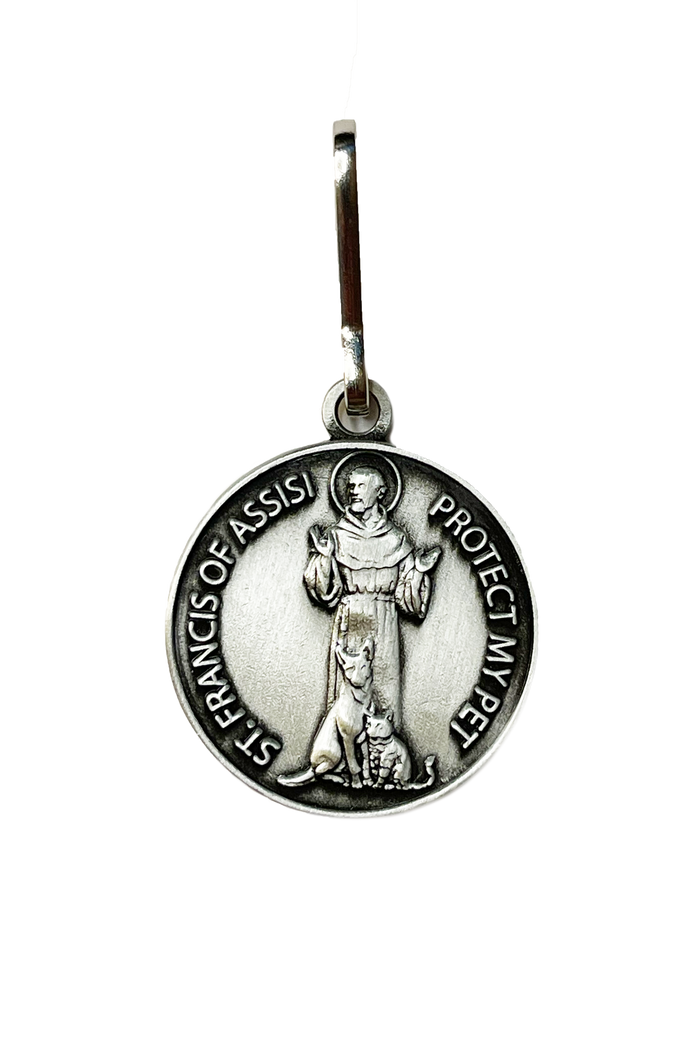 St. Francis Round Pet Medal With Clasp