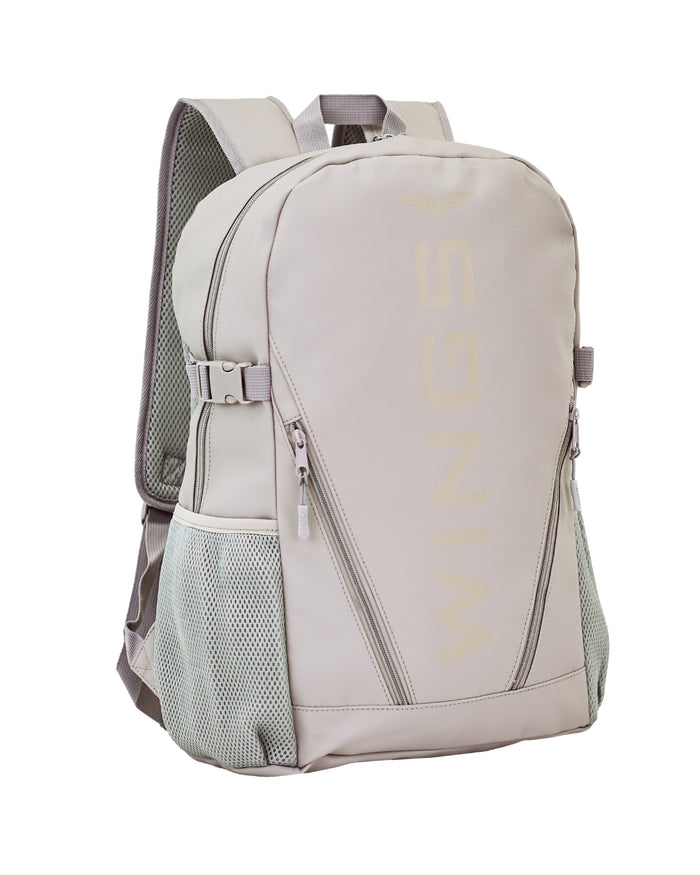 WINGS Youth School Backpack 23L for a 17-inch Laptop with Side Pockets, GREY